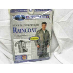 NWT Weather Rite Men's Feather Weight PVC Raincoat Size LG/XL Black